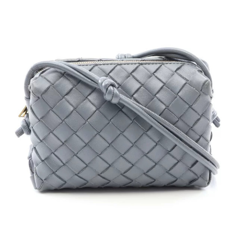 Bottega Veneta Loop Intrecciato Shoulder Bag Leather Gray